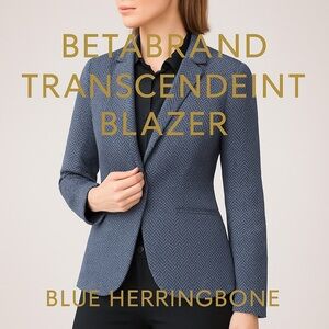 Betabrand Transcendent Blazer — Blue Basketweave‎ (XS)